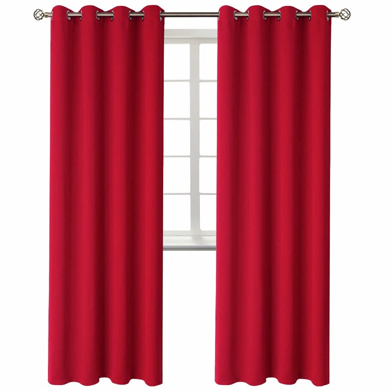 BGment Christmas Room Darkening Curtains 84 Inches Long - Grommet Thermal Insulated Drapes Window Treatment Curtains for Bedroom, 2 Panels, 52 x 84 Inch, Red - Image 1